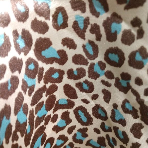 BeautiControl Women's Robe Beige Blue Leopard Print Long Sleeve Tie Waist - Picture 4 of 5